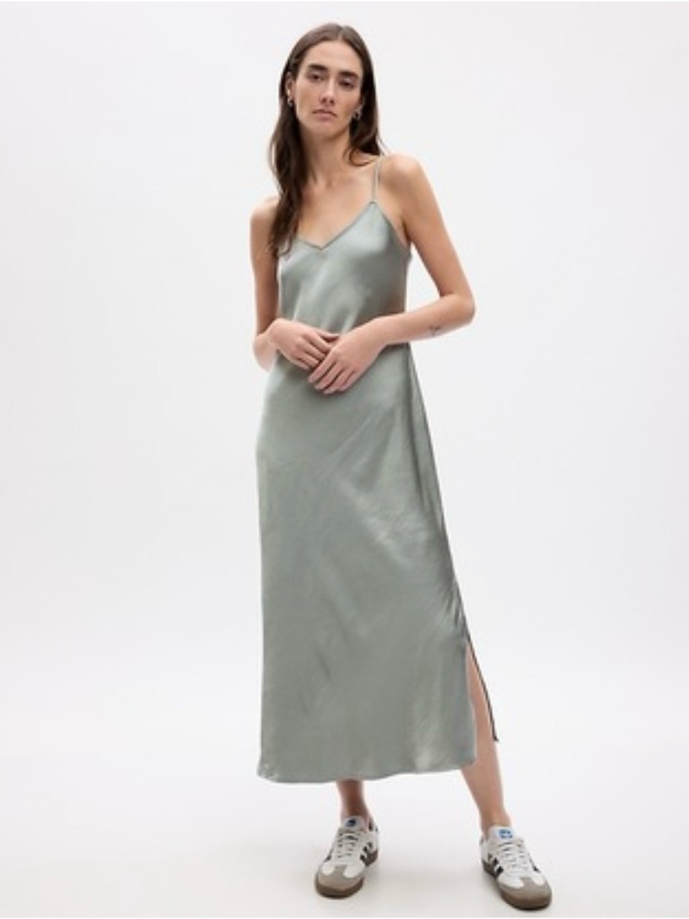Gap Satin Gray Green Dress M
